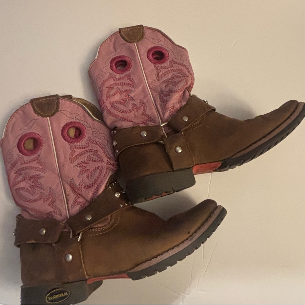 Kids El General Pink and Brown Boots